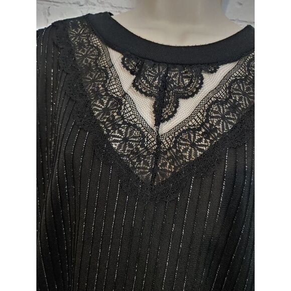 Kalico Queen VINTAGE Women's Size 38 Black Silver Metallic Blouson Blouse. - Picture 2 of 8